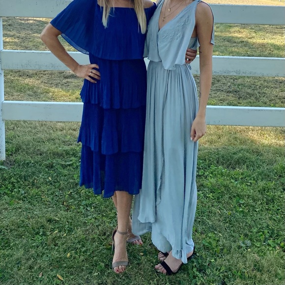 Free people gray/blue Fiona tie midi dress - Picture 3 of 4